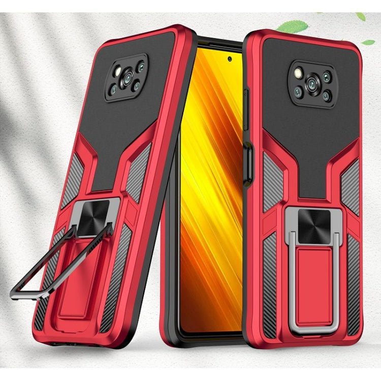 For Xiaomi Poco X3 NFC Armor 2 in 1 PC + TPU Magnetic Shockproof Case with Foldable Holder