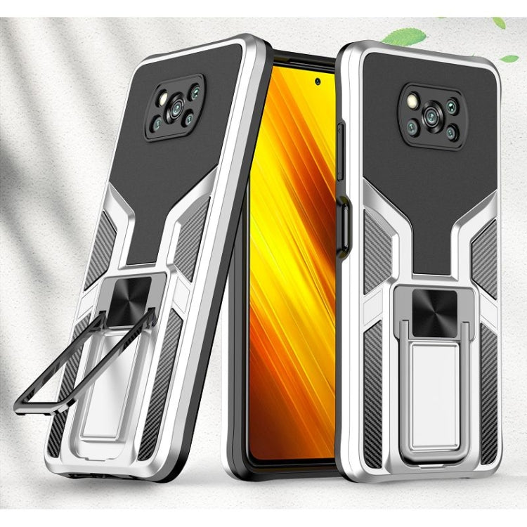 For Xiaomi Poco X3 NFC Armor 2 in 1 PC + TPU Magnetic Shockproof Case with Foldable Holder