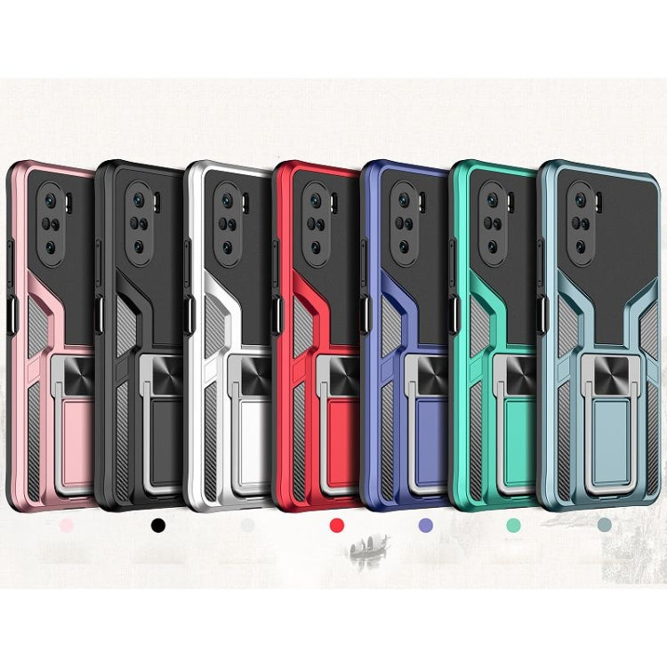 For Xiaomi Redmi K40 / K40 Pro Armor 2 in 1 PC + TPU Magnetic Shockproof Case with Foldable Holder