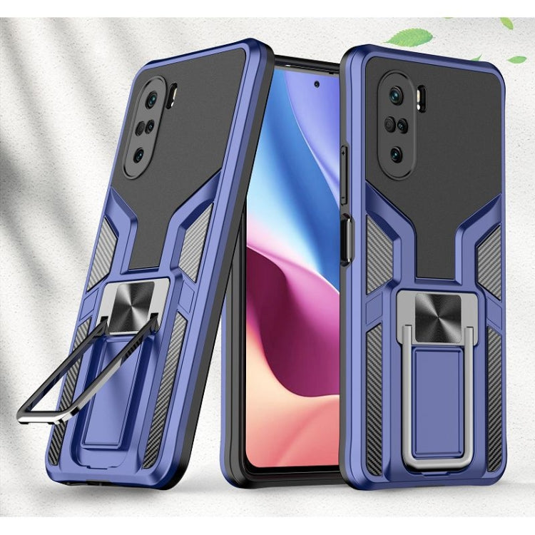 For Xiaomi Redmi K40 / K40 Pro Armor 2 in 1 PC + TPU Magnetic Shockproof Case with Foldable Holder