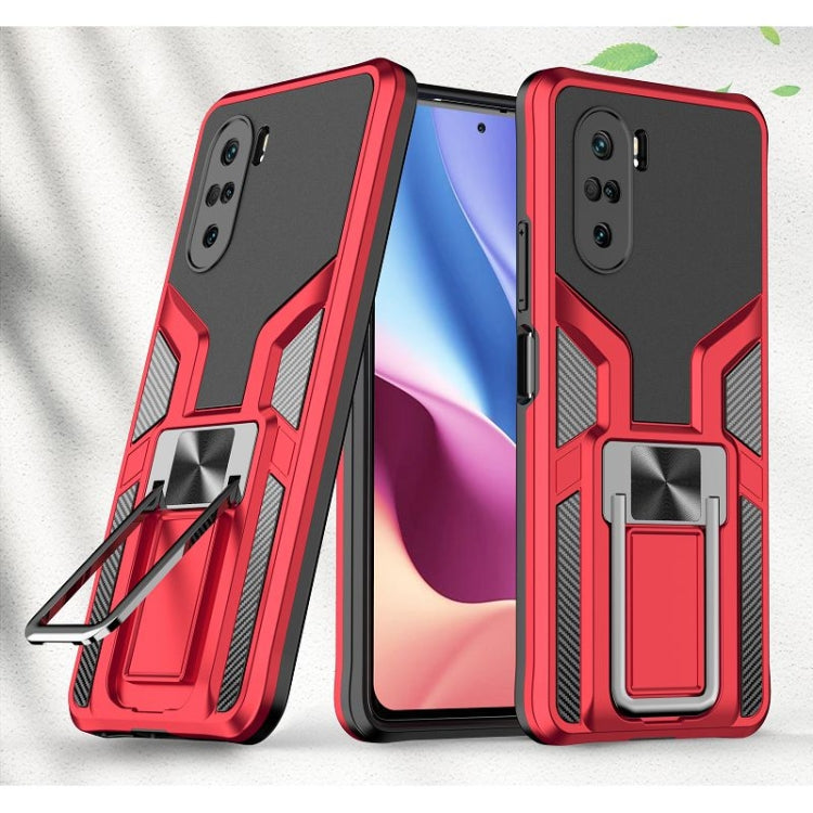 For Xiaomi Redmi K40 / K40 Pro Armor 2 in 1 PC + TPU Magnetic Shockproof Case with Foldable Holder