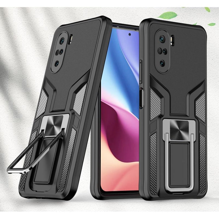 For Xiaomi Redmi K40 / K40 Pro Armor 2 in 1 PC + TPU Magnetic Shockproof Case with Foldable Holder