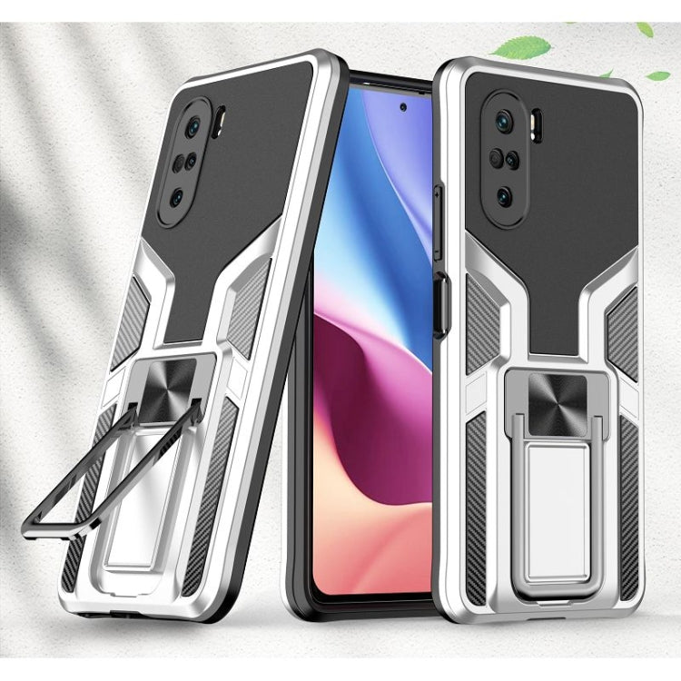 For Xiaomi Redmi K40 / K40 Pro Armor 2 in 1 PC + TPU Magnetic Shockproof Case with Foldable Holder