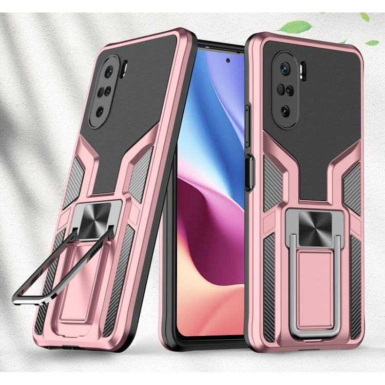 For Xiaomi Redmi K40 / K40 Pro Armor 2 in 1 PC + TPU Magnetic Shockproof Case with Foldable Holder