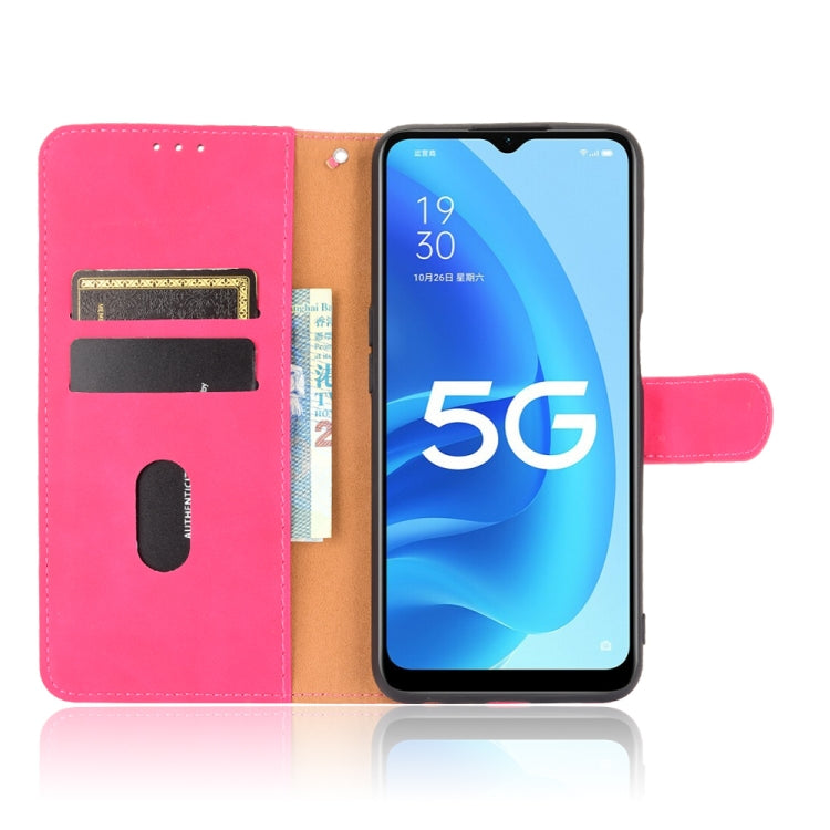 For OPPO A55 5G Solid Color Skin Feel Magnetic Buckle Horizontal Flip Calf Texture PU Leather Case with Holder & Card Slots & Wallet