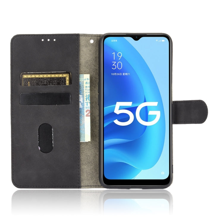 For OPPO A55 5G Solid Color Skin Feel Magnetic Buckle Horizontal Flip Calf Texture PU Leather Case with Holder & Card Slots & Wallet