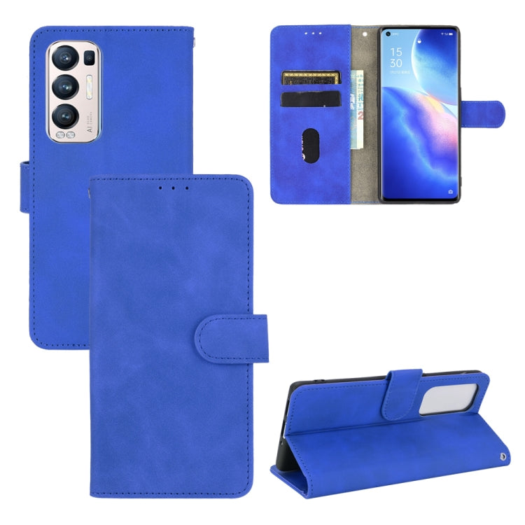 For OPPO Reno5 Pro+ Solid Color Skin Feel Magnetic Buckle Horizontal Flip Calf Texture PU Leather Case with Holder & Card Slots & Wallet