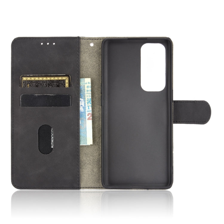 For OPPO Reno5 Pro+ Solid Color Skin Feel Magnetic Buckle Horizontal Flip Calf Texture PU Leather Case with Holder & Card Slots & Wallet