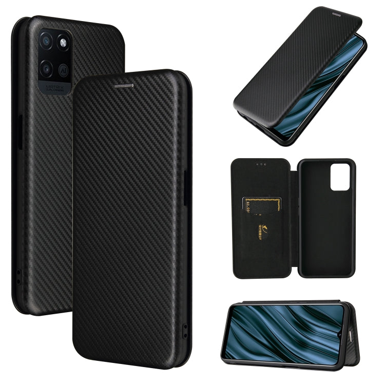 For OPPO Realme V11 5G Carbon Fiber Texture Horizontal Flip TPU + PC + PU Leather Case with Card Slot