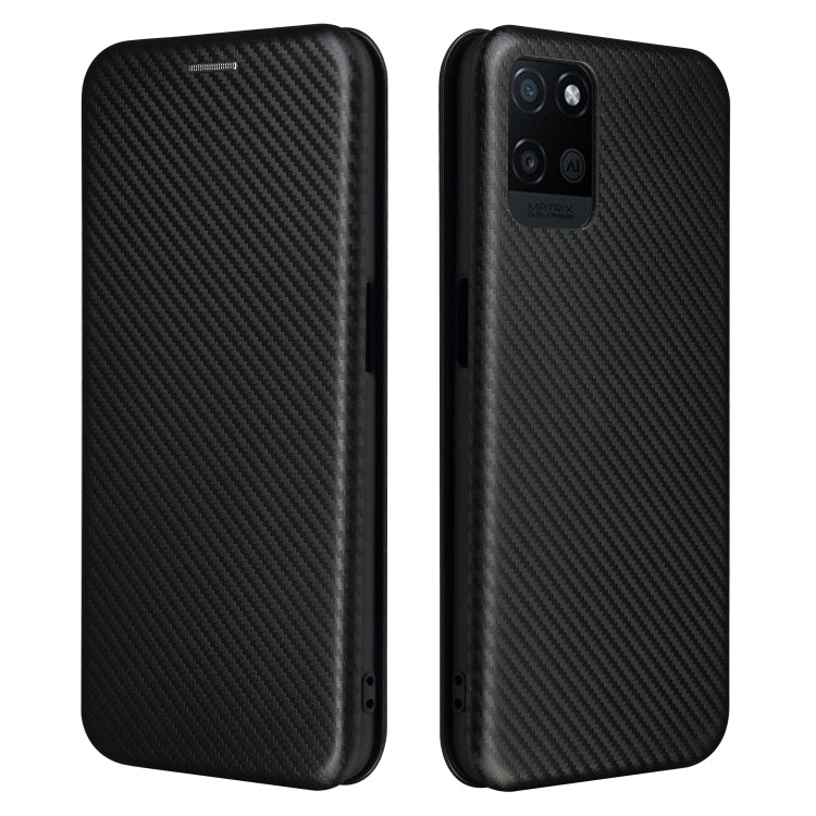 For OPPO Realme V11 5G Carbon Fiber Texture Horizontal Flip TPU + PC + PU Leather Case with Card Slot