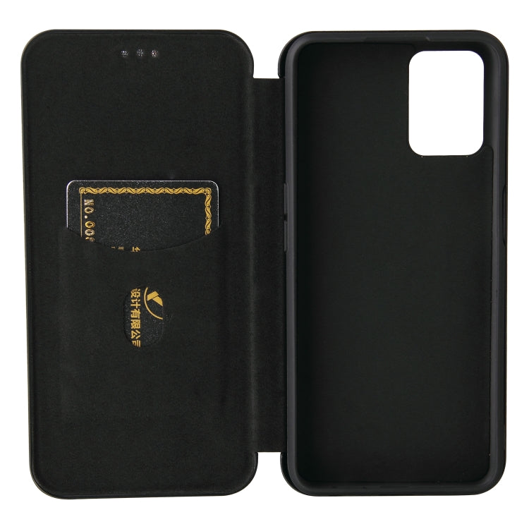 For OPPO Realme V11 5G Carbon Fiber Texture Horizontal Flip TPU + PC + PU Leather Case with Card Slot