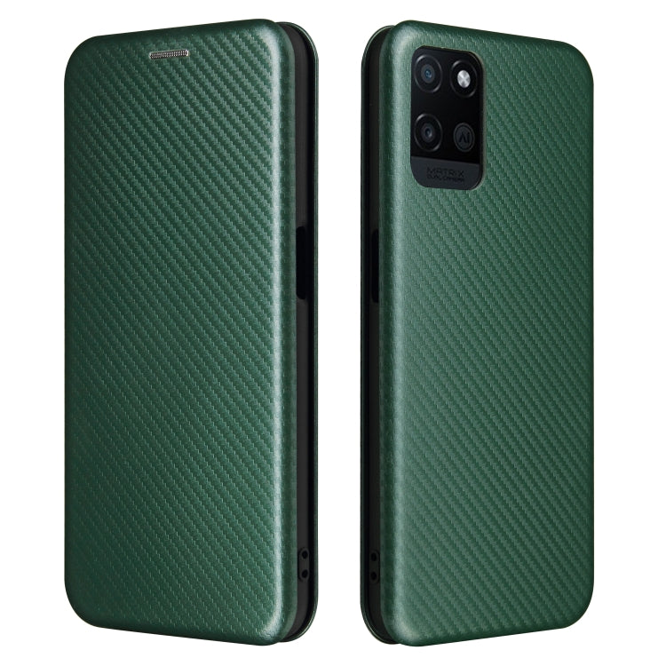 For OPPO Realme V11 5G Carbon Fiber Texture Horizontal Flip TPU + PC + PU Leather Case with Card Slot