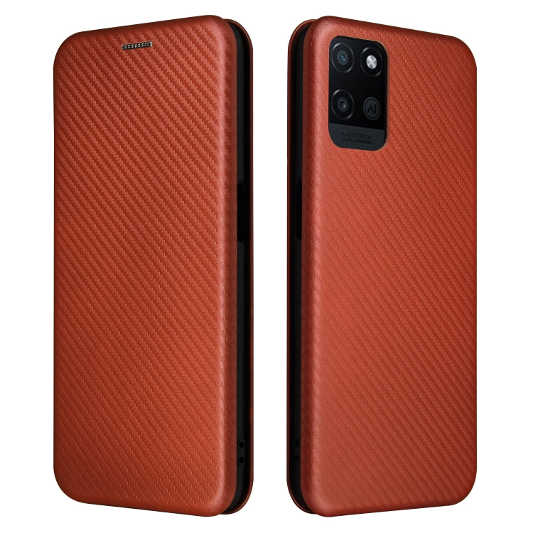 For OPPO Realme V11 5G Carbon Fiber Texture Horizontal Flip TPU + PC + PU Leather Case with Card Slot
