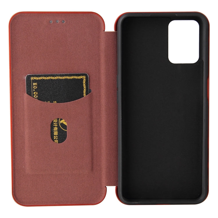 For OPPO Realme V11 5G Carbon Fiber Texture Horizontal Flip TPU + PC + PU Leather Case with Card Slot