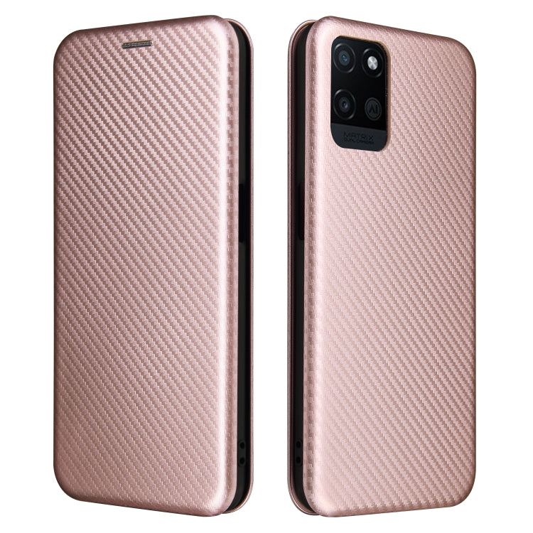 For OPPO Realme V11 5G Carbon Fiber Texture Horizontal Flip TPU + PC + PU Leather Case with Card Slot