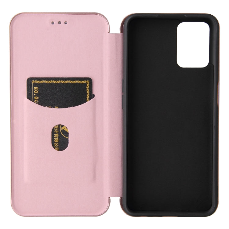 For OPPO Realme V11 5G Carbon Fiber Texture Horizontal Flip TPU + PC + PU Leather Case with Card Slot