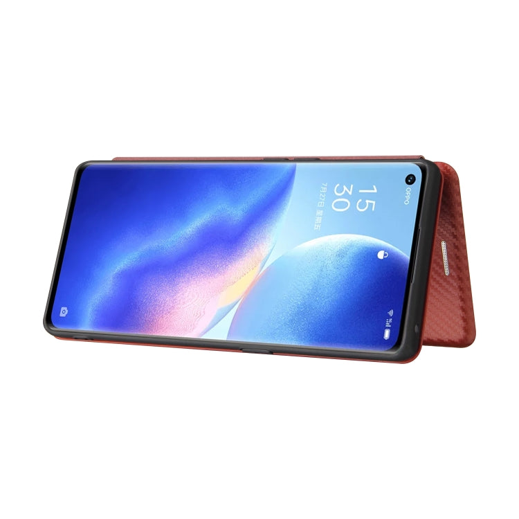 For OPPO Find X3 Neo Carbon Fiber Texture Horizontal Flip TPU + PC + PU Leather Case with Card Slot