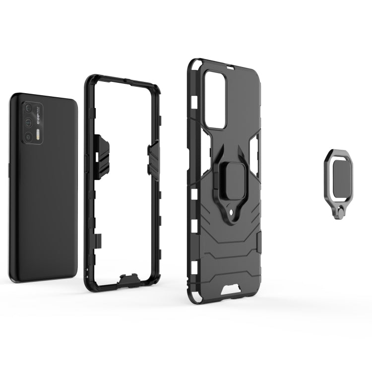 For OPPO Realme GT 5G PC + TPU Shockproof Protective Case with Magnetic Ring Holder