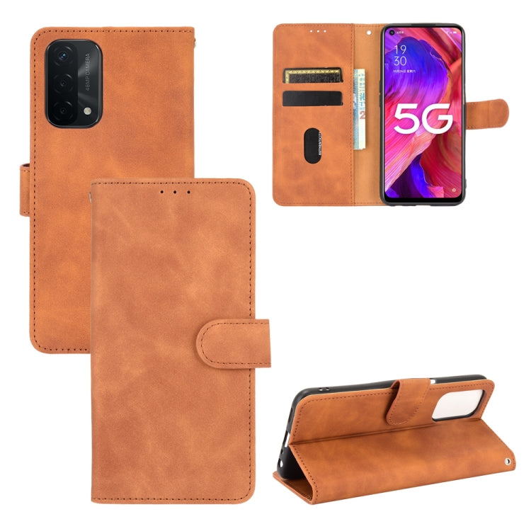 For Oppo A93 5G Solid Color Skin Feel Magnetic Buckle Horizontal Flip Calf Texture PU Leather Case with Holder & Card Slots & Wallet