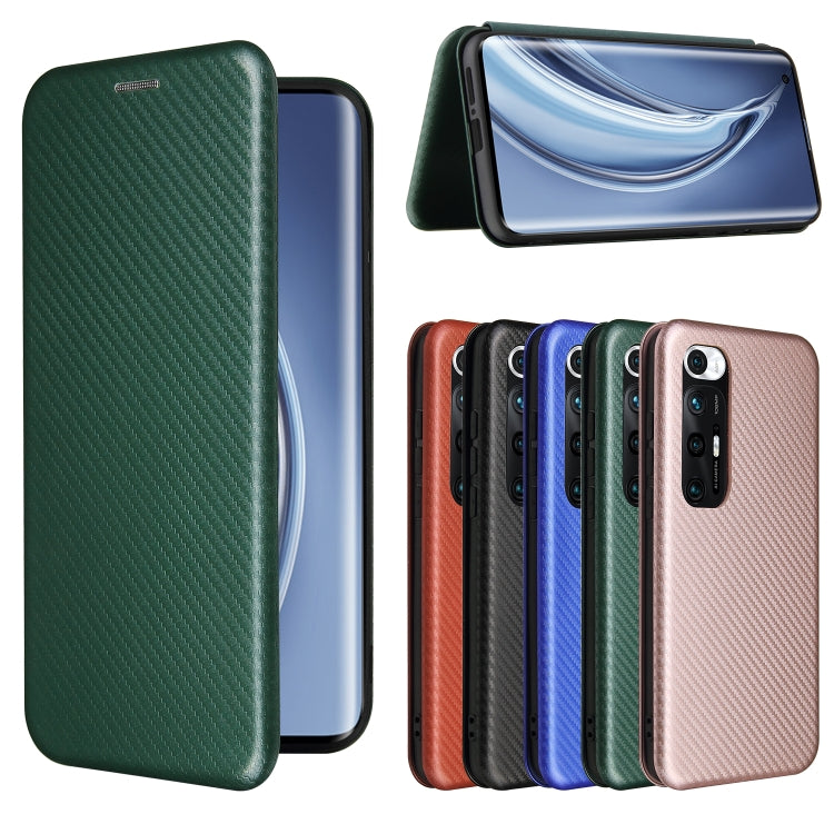 For Xiaomi Mi 10S Carbon Fiber Texture Horizontal Flip TPU + PC + PU Leather Case with Card Slot