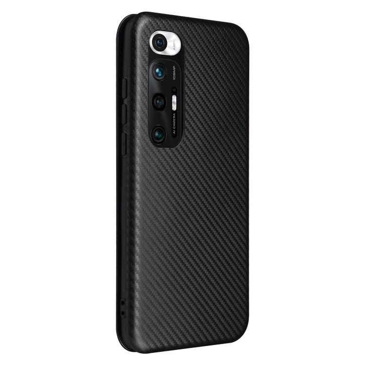 For Xiaomi Mi 10S Carbon Fiber Texture Horizontal Flip TPU + PC + PU Leather Case with Card Slot