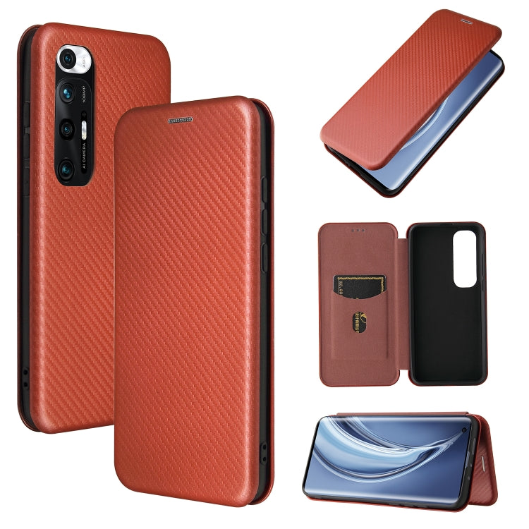 For Xiaomi Mi 10S Carbon Fiber Texture Horizontal Flip TPU + PC + PU Leather Case with Card Slot
