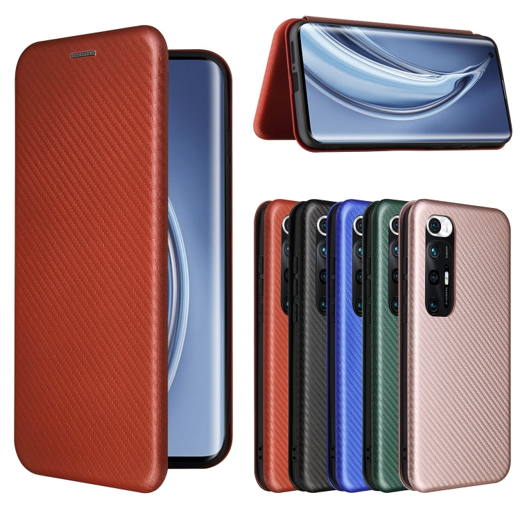 For Xiaomi Mi 10S Carbon Fiber Texture Horizontal Flip TPU + PC + PU Leather Case with Card Slot