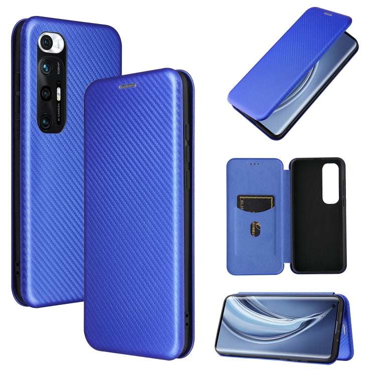 For Xiaomi Mi 10S Carbon Fiber Texture Horizontal Flip TPU + PC + PU Leather Case with Card Slot