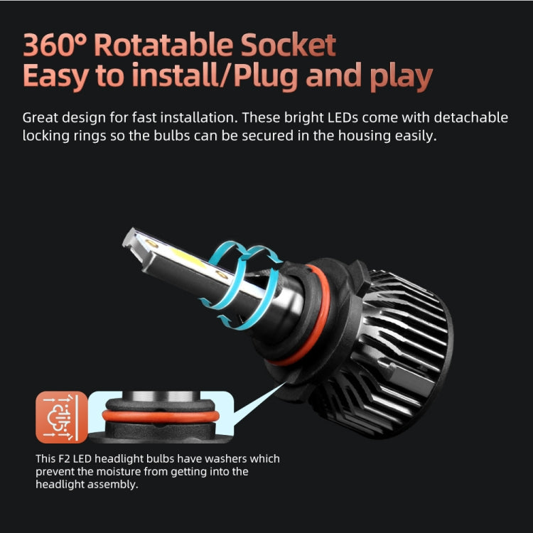 F2 9005 / HB3 / H10 2 PCS DC9-36V / 25W / 6000K / 2500LM IP68 Waterproof Car LED Headlight(Cold White Light)
