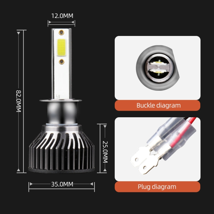 F2 H1 2 PCS DC9-36V / 25W / 6000K / 2500LM IP68 Waterproof Car LED Headlight(Cold White Light)