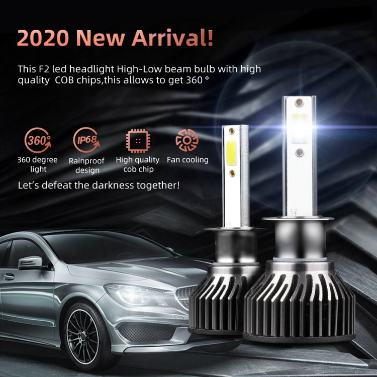 F2 H1 2 PCS DC9-36V / 25W / 6000K / 2500LM IP68 Waterproof Car LED Headlight(Cold White Light)