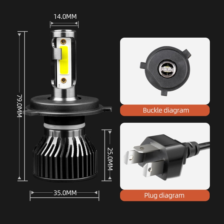 F2 H4 / HB2 / 9003 2 PCS DC9-36V / 25W / 6000K / 2500LM IP68 Waterproof Car LED Headlight(Cold White Light)