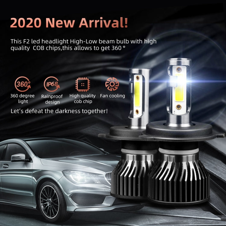 F2 H4 / HB2 / 9003 2 PCS DC9-36V / 25W / 6000K / 2500LM IP68 Waterproof Car LED Headlight(Cold White Light)