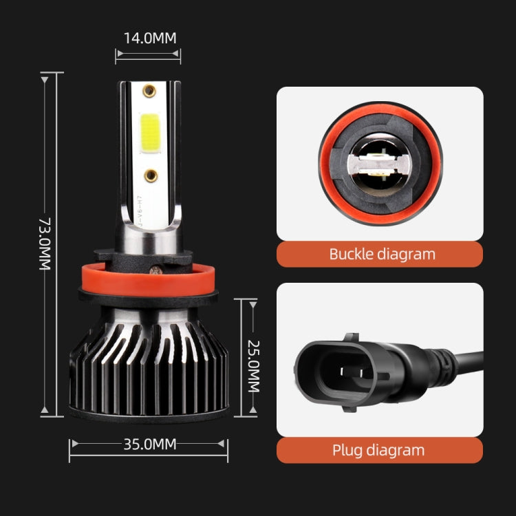 F2 H8 / H9 / H11 2 PCS DC9-36V / 25W / 6000K / 2500LM IP68 Waterproof Car LED Headlight(Cold White Light)