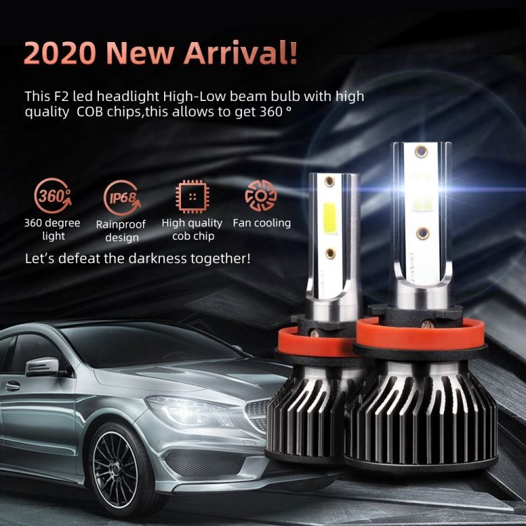 F2 H8 / H9 / H11 2 PCS DC9-36V / 25W / 6000K / 2500LM IP68 Waterproof Car LED Headlight(Cold White Light)