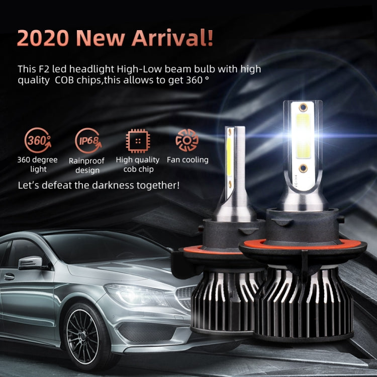 F2 H13 2 PCS DC9-36V / 25W / 6000K / 2500LM IP68 Waterproof Car LED Headlight(Cold White Light)