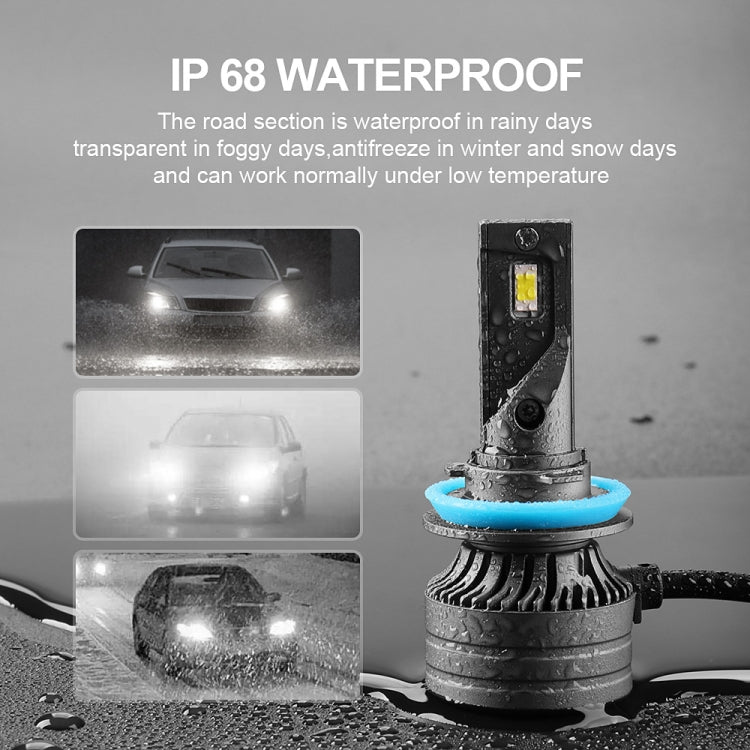 P1 H11 2 PCS DC9-36V / 30W / 6000K / 10000LM IP68 Waterproof Car LED Headlight(Cold White Light)