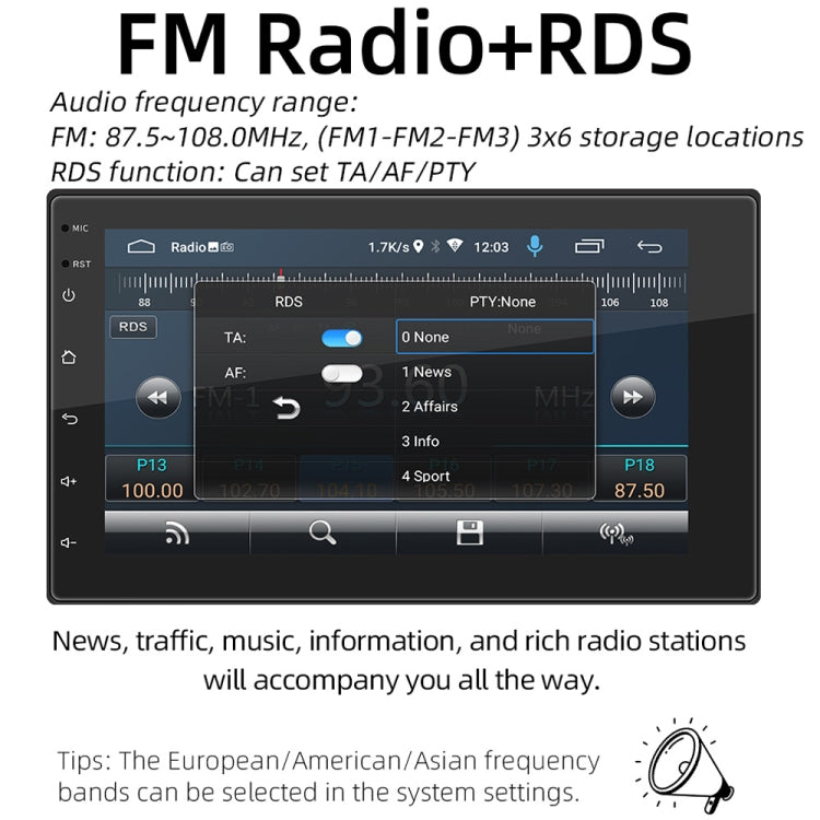 9210SE Car 7-inch HD Android Navigation GPS Bluetooth WiFi Integrated Machine, Support FM / Mobile Phone Connection / RDS / Alcohol Test Function