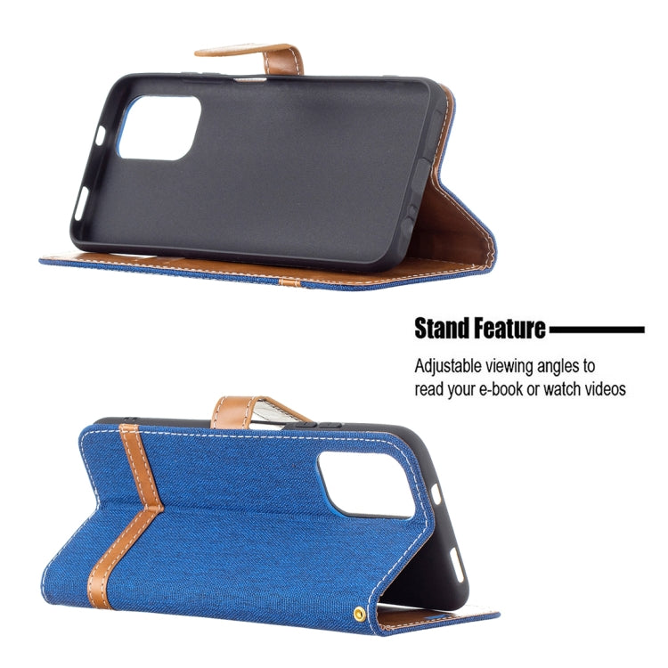 For Xiaomi Redmi Note 10 4G / Note 10S Color Matching Denim Texture Horizontal Flip Leather Case with Holder & Card Slots & Wallet & Lanyard