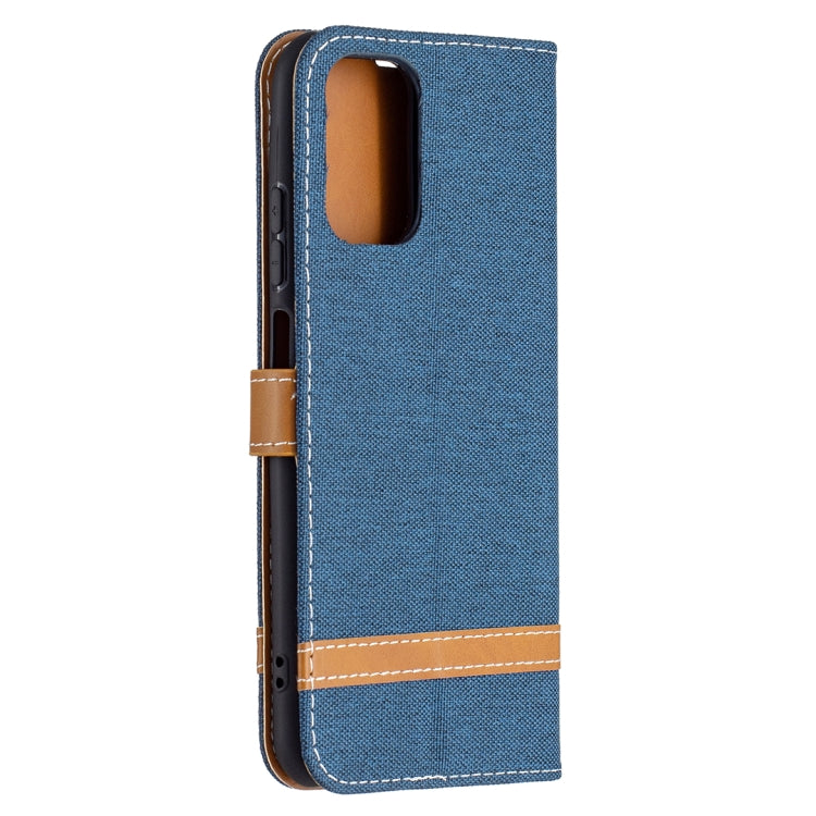 For Xiaomi Redmi Note 10 4G / Note 10S Color Matching Denim Texture Horizontal Flip Leather Case with Holder & Card Slots & Wallet & Lanyard