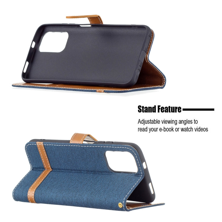 For Xiaomi Redmi Note 10 4G / Note 10S Color Matching Denim Texture Horizontal Flip Leather Case with Holder & Card Slots & Wallet & Lanyard