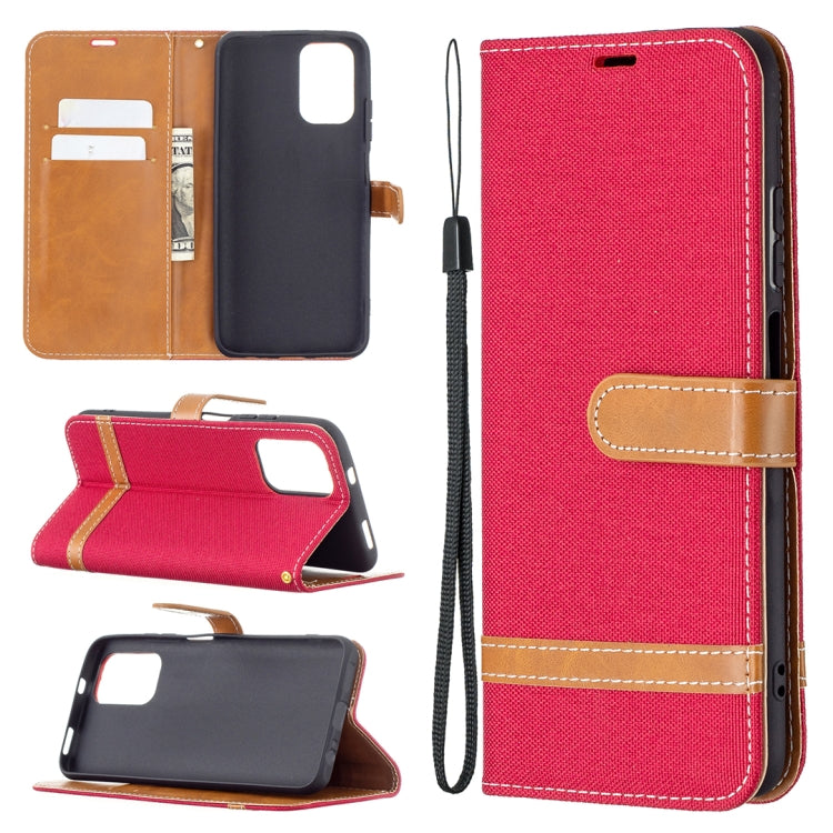 For Xiaomi Redmi Note 10 4G / Note 10S Color Matching Denim Texture Horizontal Flip Leather Case with Holder & Card Slots & Wallet & Lanyard