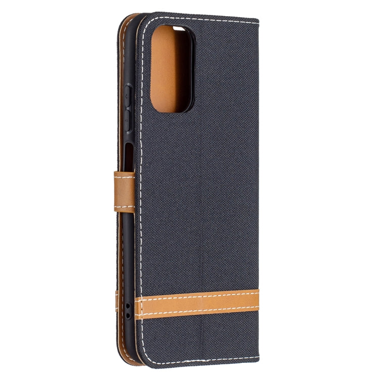 For Xiaomi Redmi Note 10 4G / Note 10S Color Matching Denim Texture Horizontal Flip Leather Case with Holder & Card Slots & Wallet & Lanyard