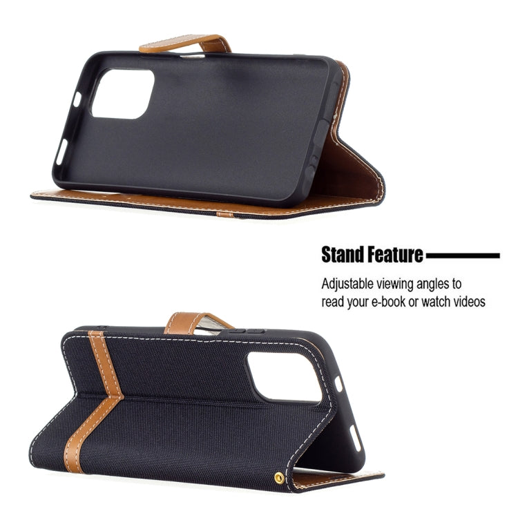 For Xiaomi Redmi Note 10 4G / Note 10S Color Matching Denim Texture Horizontal Flip Leather Case with Holder & Card Slots & Wallet & Lanyard