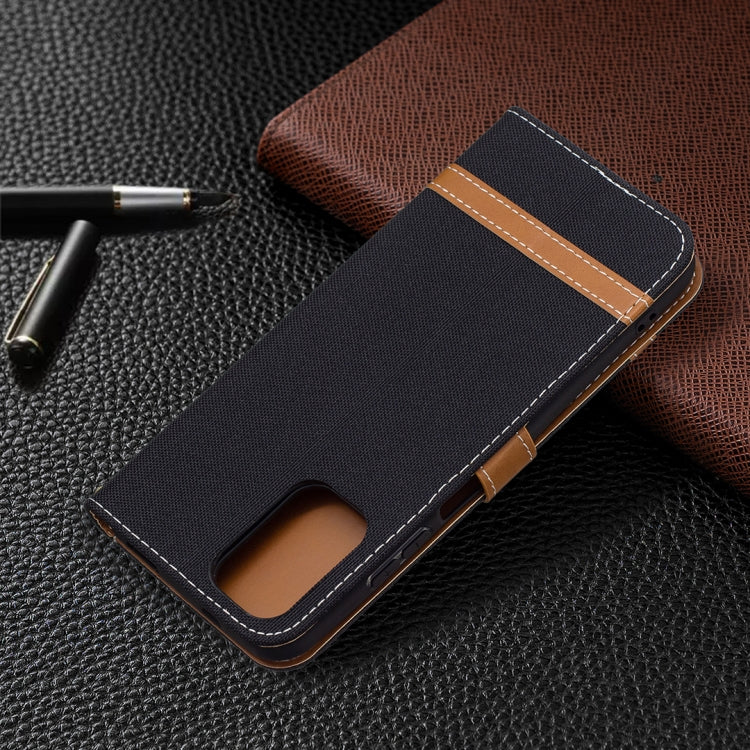 For Xiaomi Redmi Note 10 4G / Note 10S Color Matching Denim Texture Horizontal Flip Leather Case with Holder & Card Slots & Wallet & Lanyard
