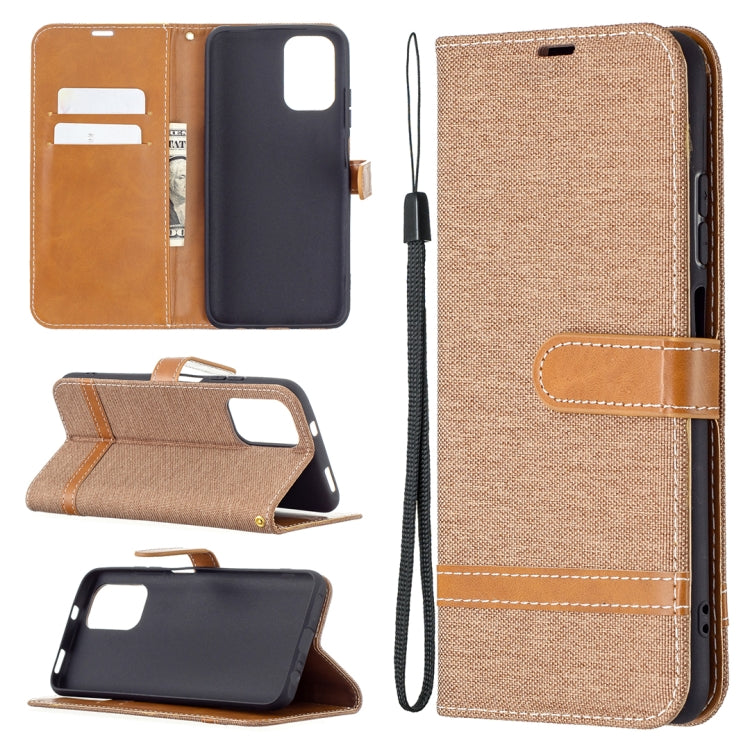 For Xiaomi Redmi Note 10 4G / Note 10S Color Matching Denim Texture Horizontal Flip Leather Case with Holder & Card Slots & Wallet & Lanyard