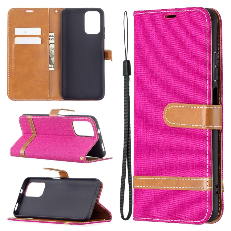 For Xiaomi Redmi Note 10 4G / Note 10S Color Matching Denim Texture Horizontal Flip Leather Case with Holder & Card Slots & Wallet & Lanyard