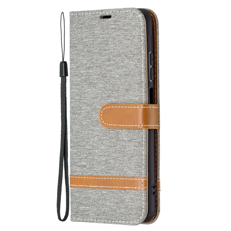 For Xiaomi Redmi Note 10 4G / Note 10S Color Matching Denim Texture Horizontal Flip Leather Case with Holder & Card Slots & Wallet & Lanyard