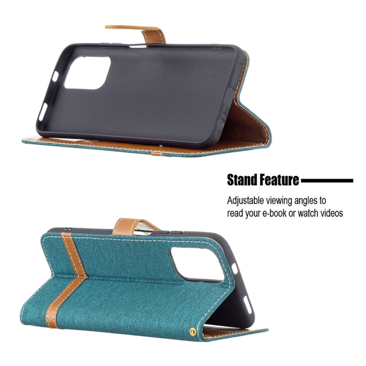 For Xiaomi Redmi Note 10 4G / Note 10S Color Matching Denim Texture Horizontal Flip Leather Case with Holder & Card Slots & Wallet & Lanyard