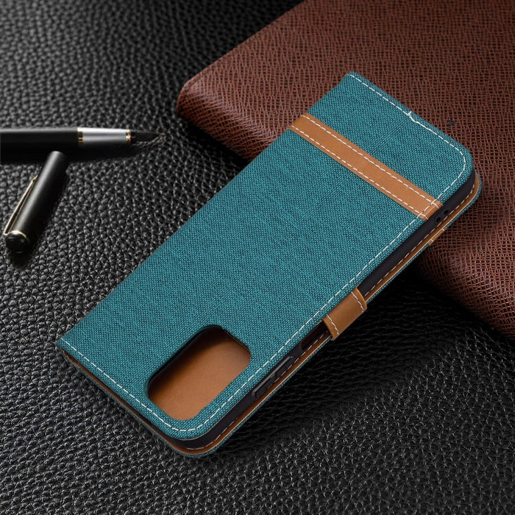 For Xiaomi Redmi Note 10 4G / Note 10S Color Matching Denim Texture Horizontal Flip Leather Case with Holder & Card Slots & Wallet & Lanyard